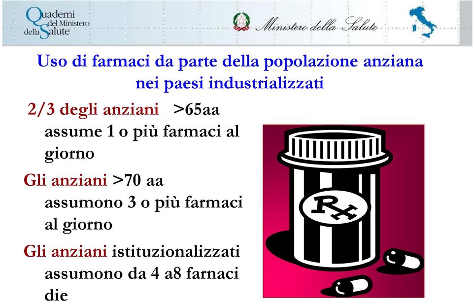 farmaci al giorno Gli anziani >70 aa assumono 3 o più farmaci