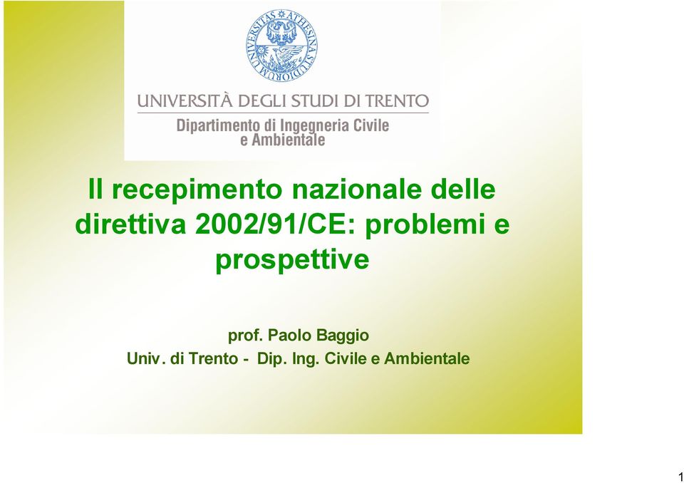 prospettive prof. Paolo Baggio Univ.