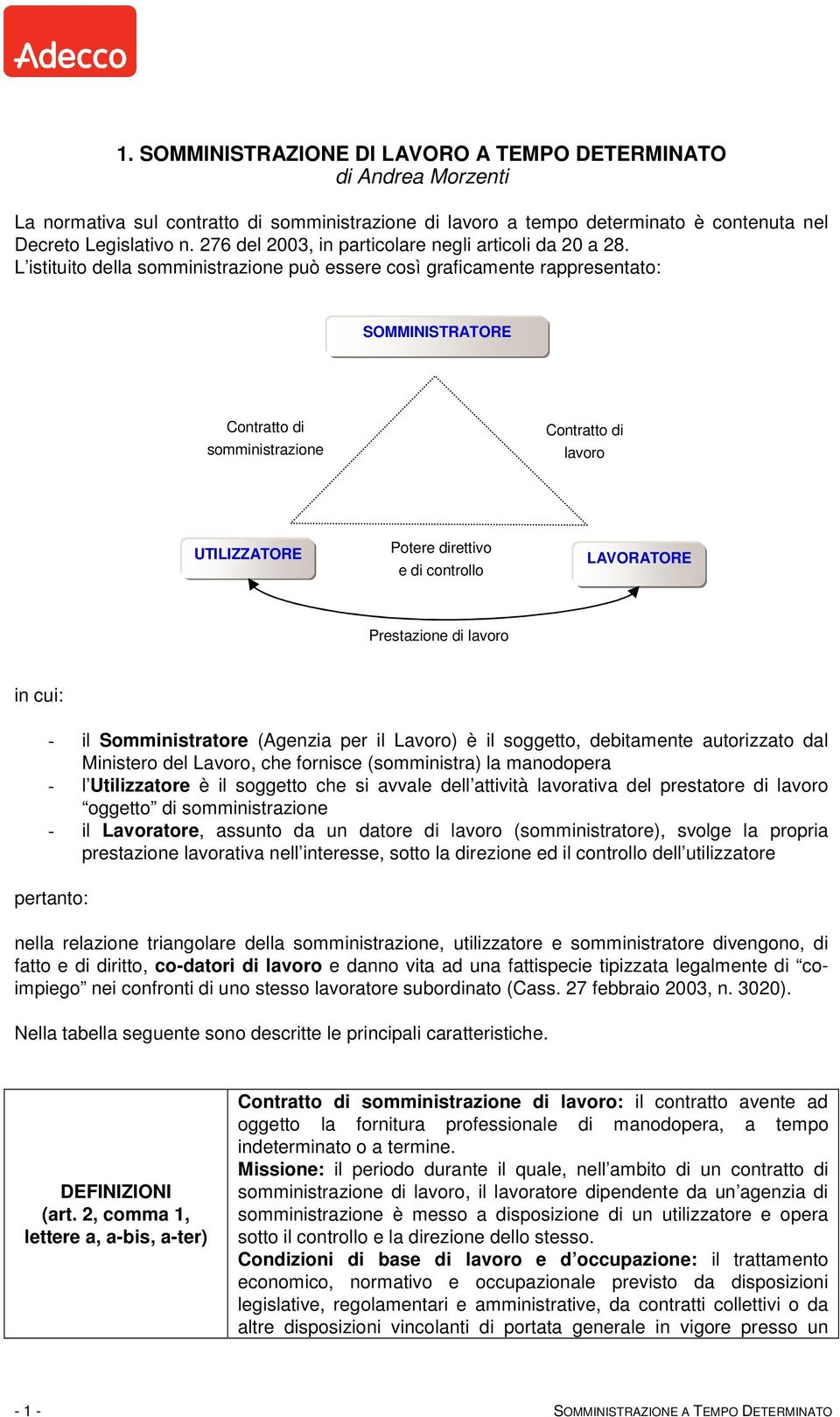 L istituito della somministrazione può essere così graficamente rappresentato: SOMMINISTRATORE Contratto di somministrazione Contratto di lavoro UTILIZZATORE Potere direttivo e di controllo