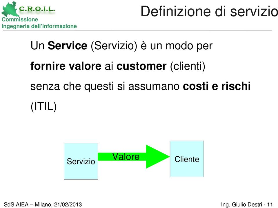 senza che questi si assumano costi e rischi