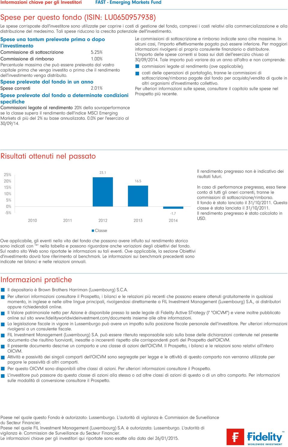 Spese una tantum prelevate prima o dopo l investimento Commissione di sottoscrizione 5.25% Commissione di rimborso 1.