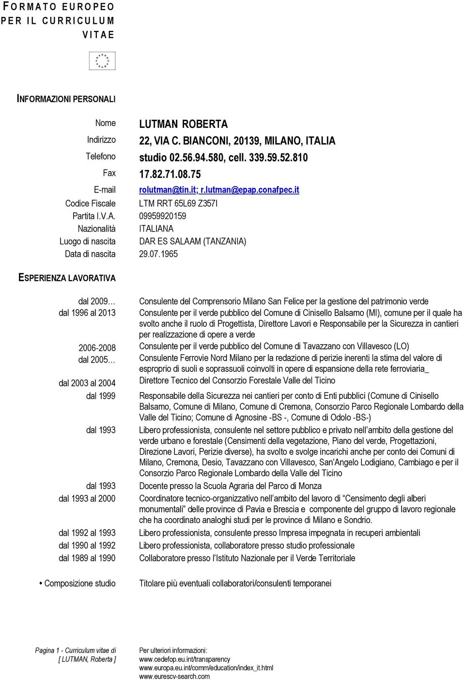 09959920159 Nazionalità ITALIANA Luogo di nascita DAR ES SALAAM (TANZANIA) Data di nascita 29.07.