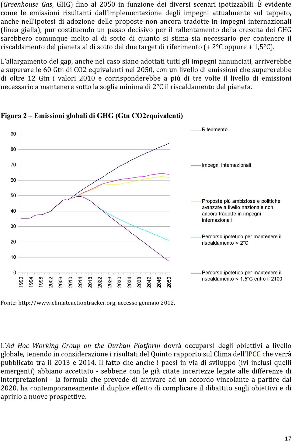 gialla), pur costituendo un passo decisivo per il rallentamento della crescita dei GHG sarebbero comunque molto al di sotto di quanto si stima sia necessario per contenere il riscaldamento del