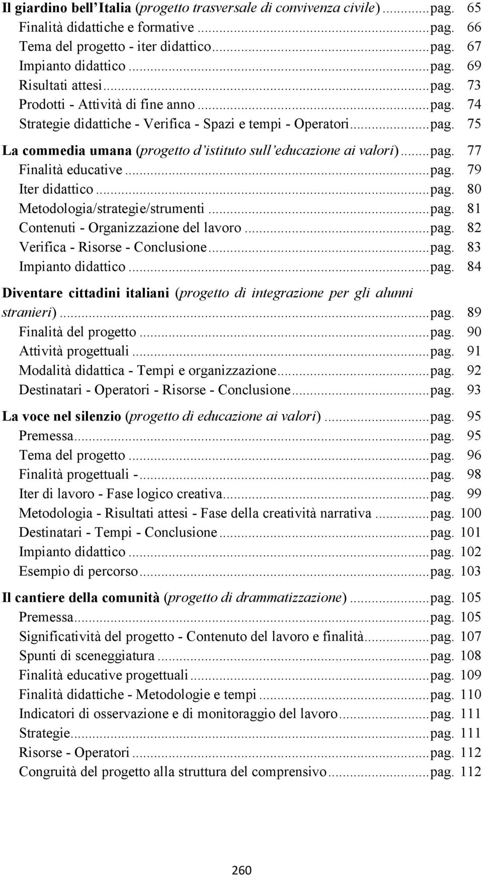 .. pag. 79 Iter didattico... pag. 80 Metodologia/strategie/strumenti... pag. 81 Contenuti - Organizzazione del lavoro... pag. 82 Verifica - Risorse - Conclusione... pag. 83 Impianto didattico... pag. 84 Diventare cittadini italiani (progetto di integrazione per gli alunni stranieri).