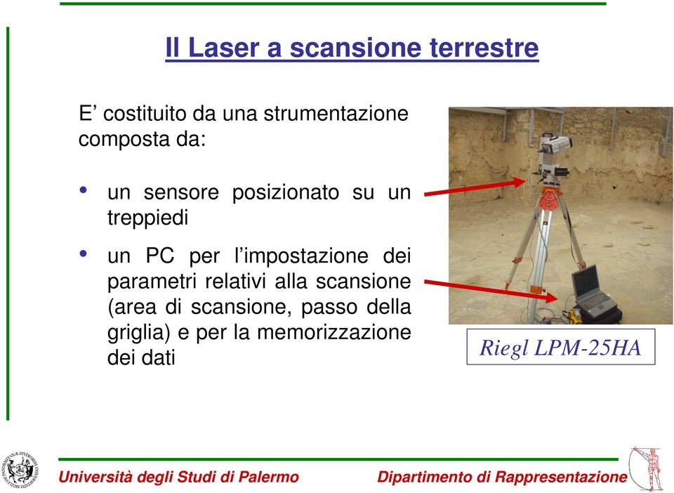 impostazione dei parametri relativi alla scansione (area di