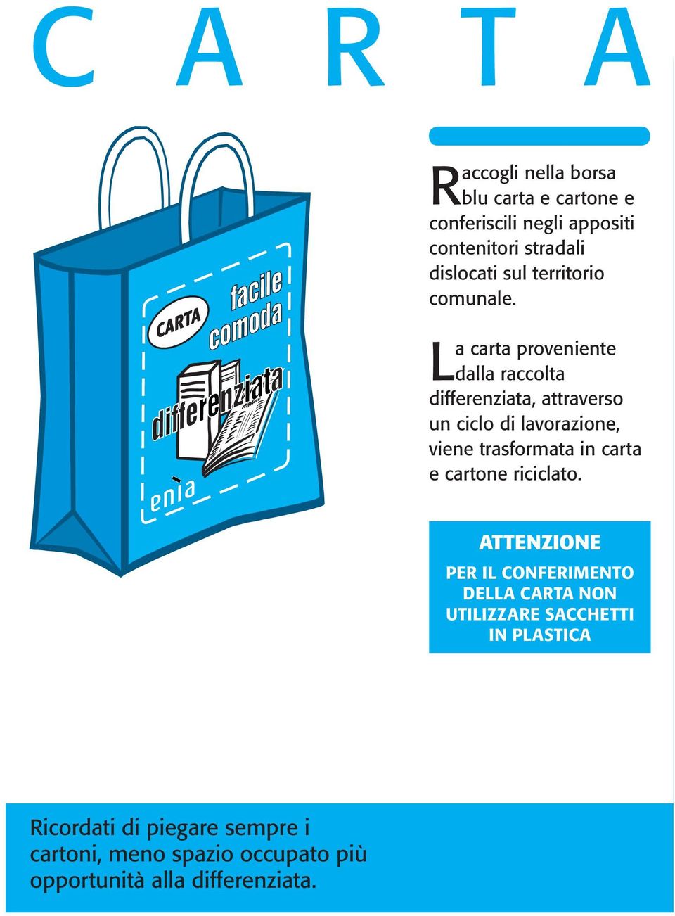 La carta proveniente dalla raccolta differenziata, attraverso un ciclo di lavorazione, viene trasformata in