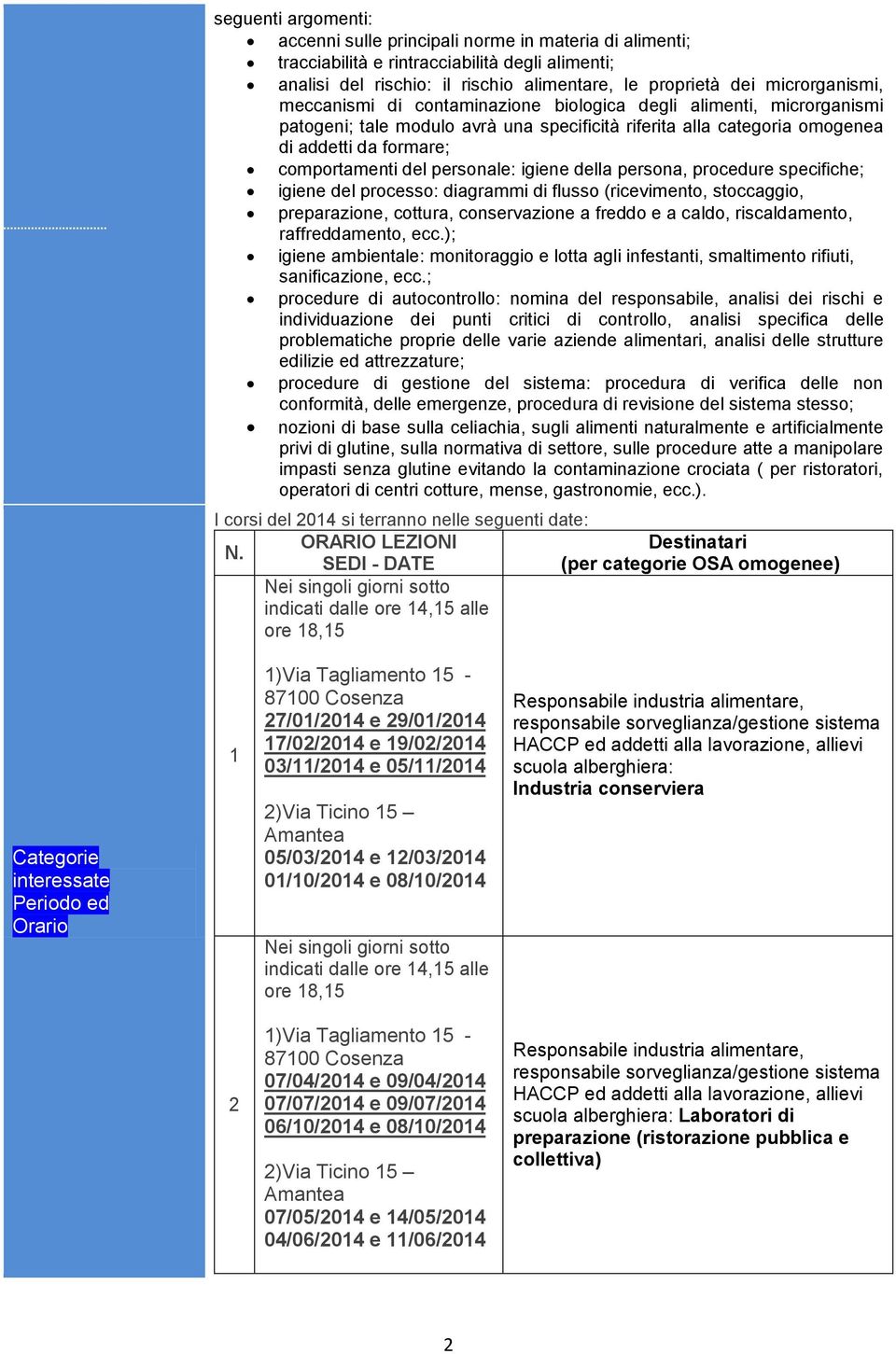 igiene della persona, procedure specifiche; igiene del processo: diagrammi di flusso (ricevimento, stoccaggio, preparazione, cottura, conservazione a freddo e a caldo, riscaldamento, raffreddamento,