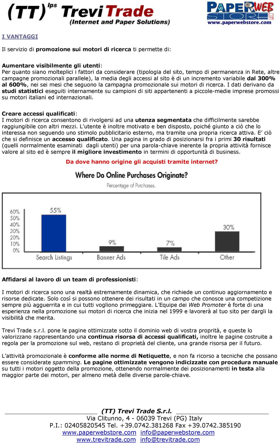 di ricerca. I dati derivano da studi statistici eseguiti internamente su campioni di siti appartenenti a piccole-medie imprese promossi su motori italiani ed internazionali.