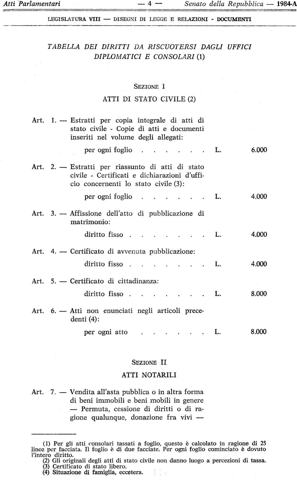 Estratti per riassunto di atti di stato civile Certificati e dichiarazioni d'ufficio concernenti lo stato civile (3) : per ogni foglio 3.