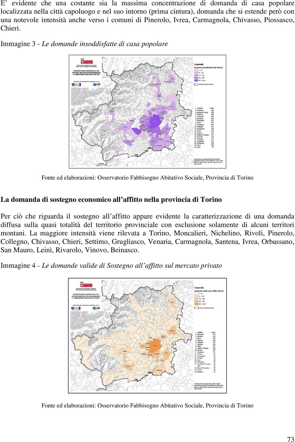 Immagine 3 - Le domande insoddisfatte di casa popolare Fonte ed elaborazioni: Osservatorio Fabbisogno Abitativo Sociale, Provincia di Torino La domanda di sostegno economico all affitto nella