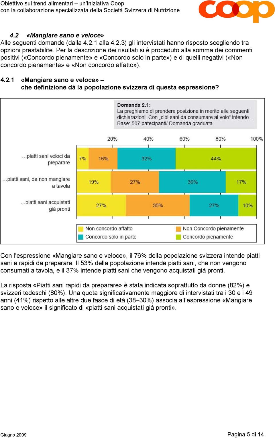 affatto»). 4.2.1 «Mangiare sano e veloce» che definizione dà la popolazione svizzera di questa espressione?