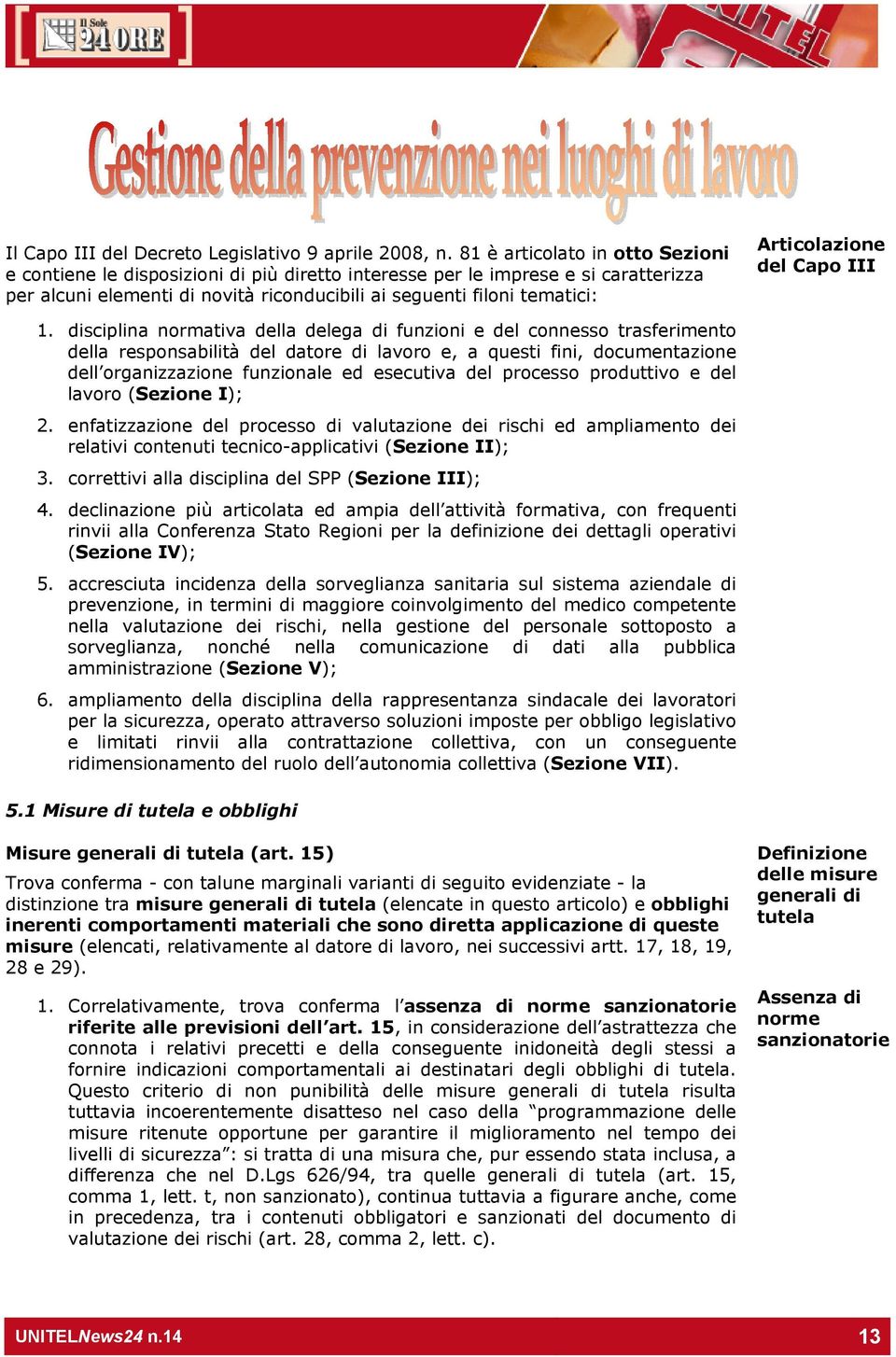 Articolazione del Capo III 1.