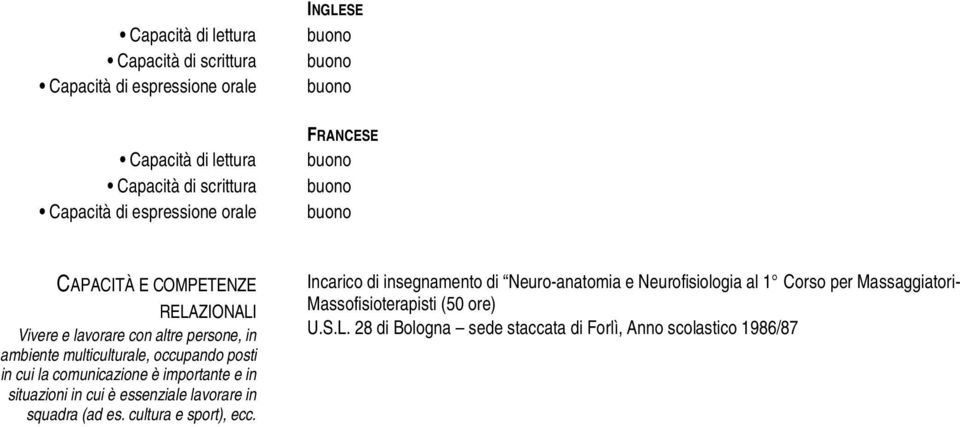 comunicazione è importante e in situazioni in cui è essenziale lavorare in squadra (ad es. cultura e sport), ecc.