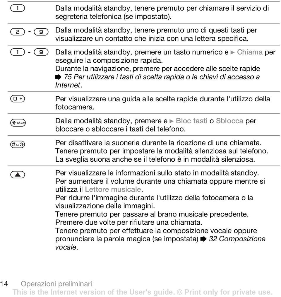 - Dalla modalità standby, premere un tasto numerico e } Chiama per eseguire la composizione rapida.