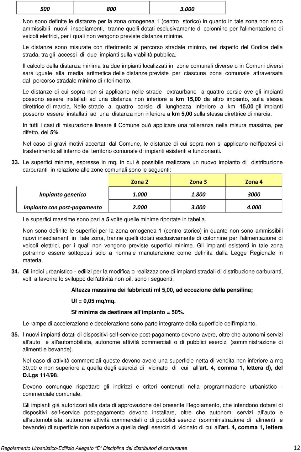 l'alimentazione di veicoli elettrici, per i quali non vengono previste distanze minime.