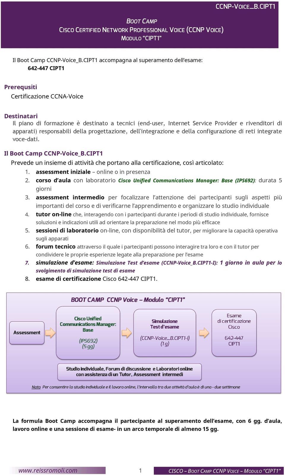 rivenditori di apparati) responsabili della progettazione, dell'integrazione e della configurazione di reti integrate voce-dati. Il Boot Camp CCNP-Voice_B.