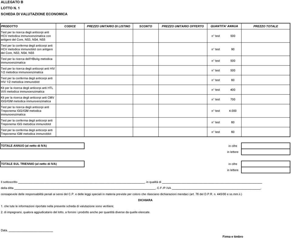 la ricerca dell'hbsag metodica immunoenzimatica Test per la ricerca degli anticorpi anti HIV 1/2 metodica immunoenzimatica HIV 1/2 metodica immunoblot Kit per la ricerca degli