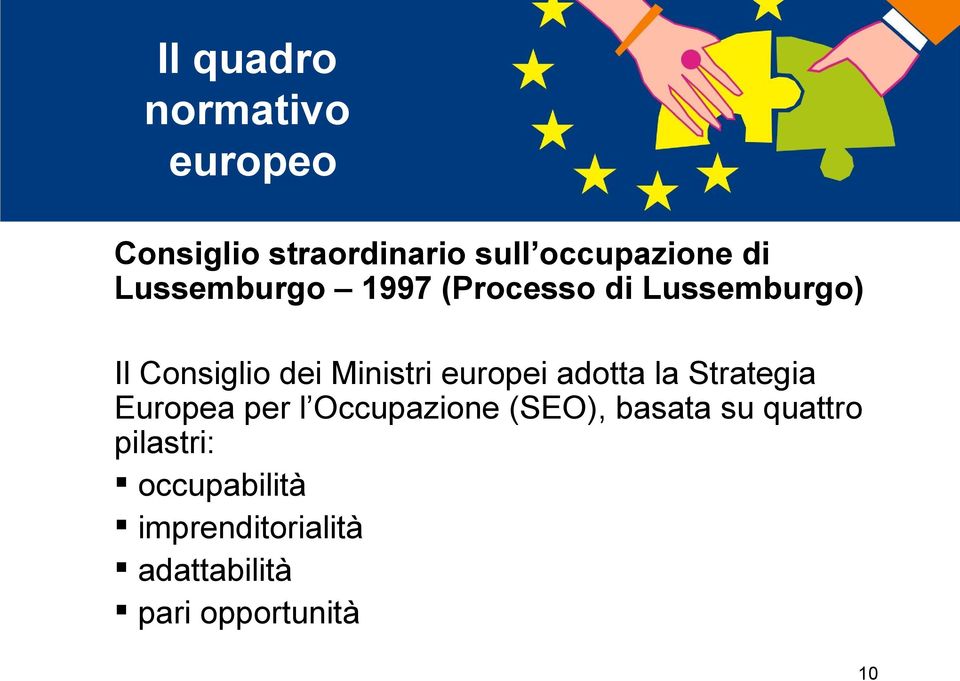 europei adotta la Strategia Europea per l Occupazione (SEO), basata su