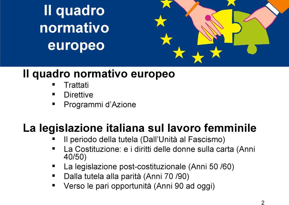 e i diritti delle donne sulla carta (Anni 40/50) La legislazione post-costituzionale