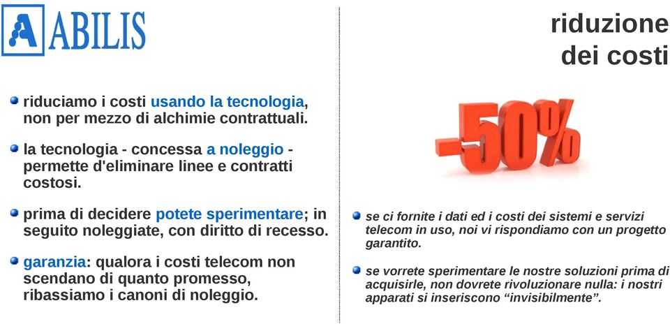 prima di decidere potete sperimentare; in seguito noleggiate, con diritto di recesso.