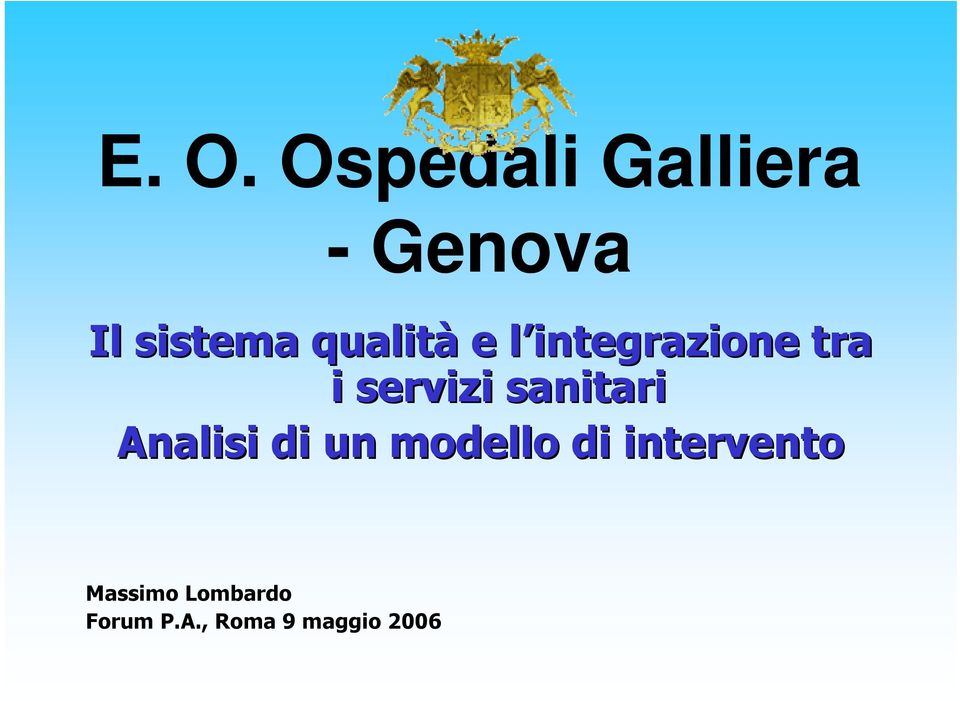 sanitari Analisi di un modello di intervento