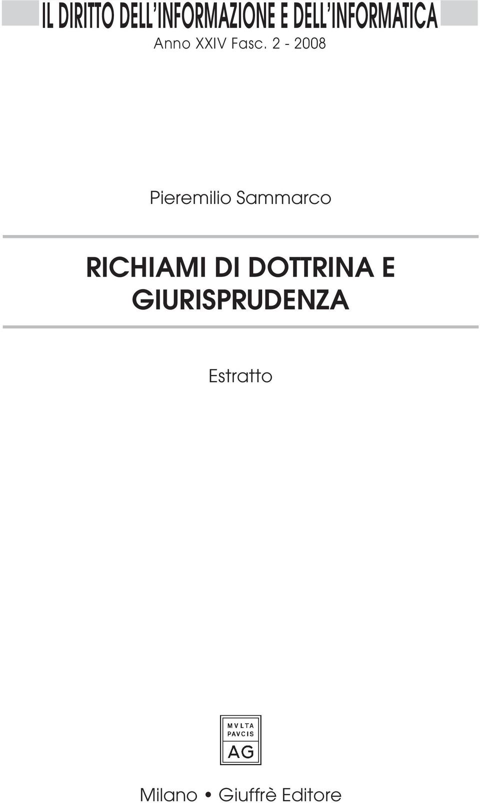 2-2008 Pieremilio Sammarco RICHIAMI DI