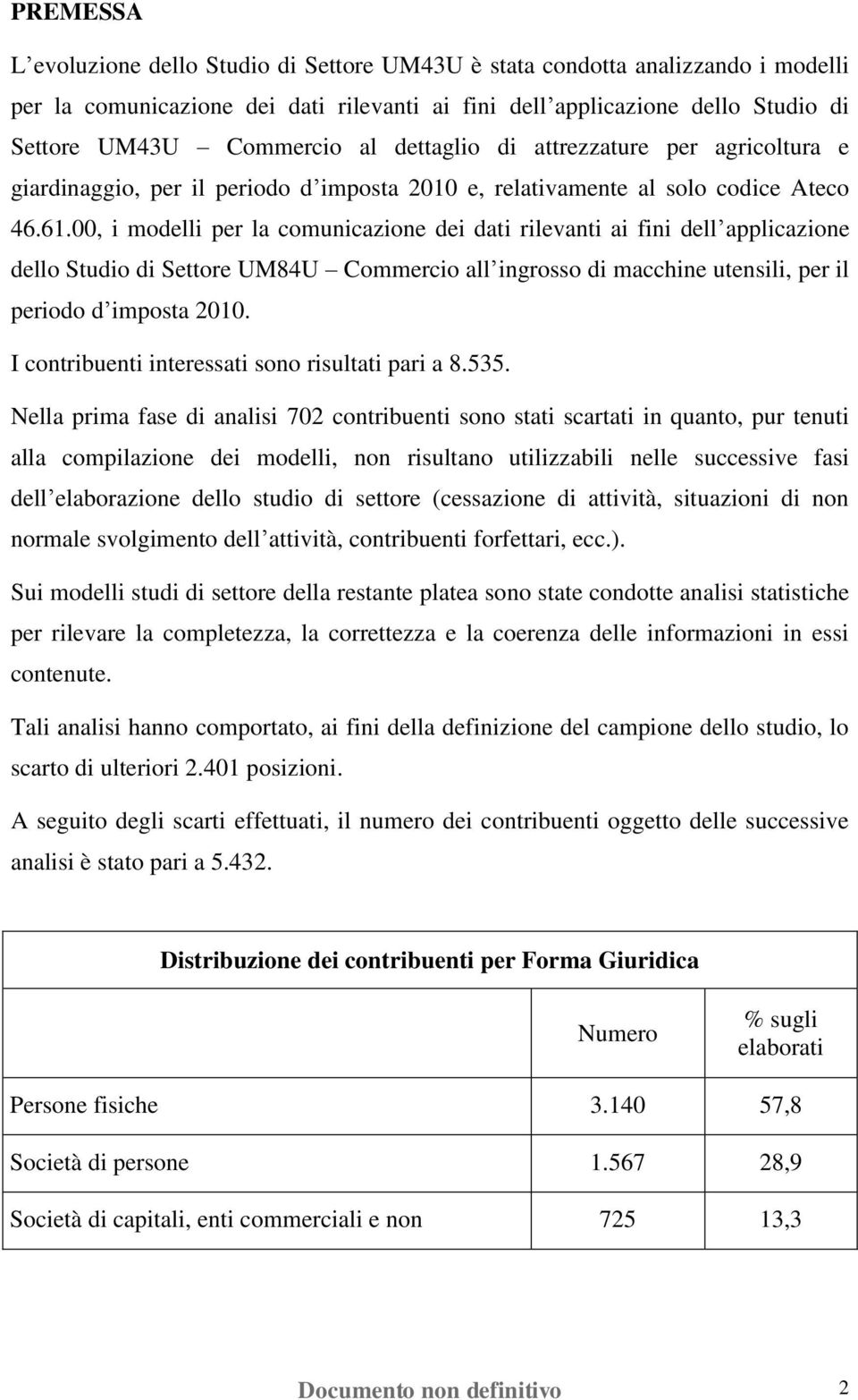 00, i modelli per la comunicazione dei dati rilevanti ai fini dell applicazione dello Studio di Settore UM84U Commercio all ingrosso di macchine utensili, per il periodo d imposta 2010.