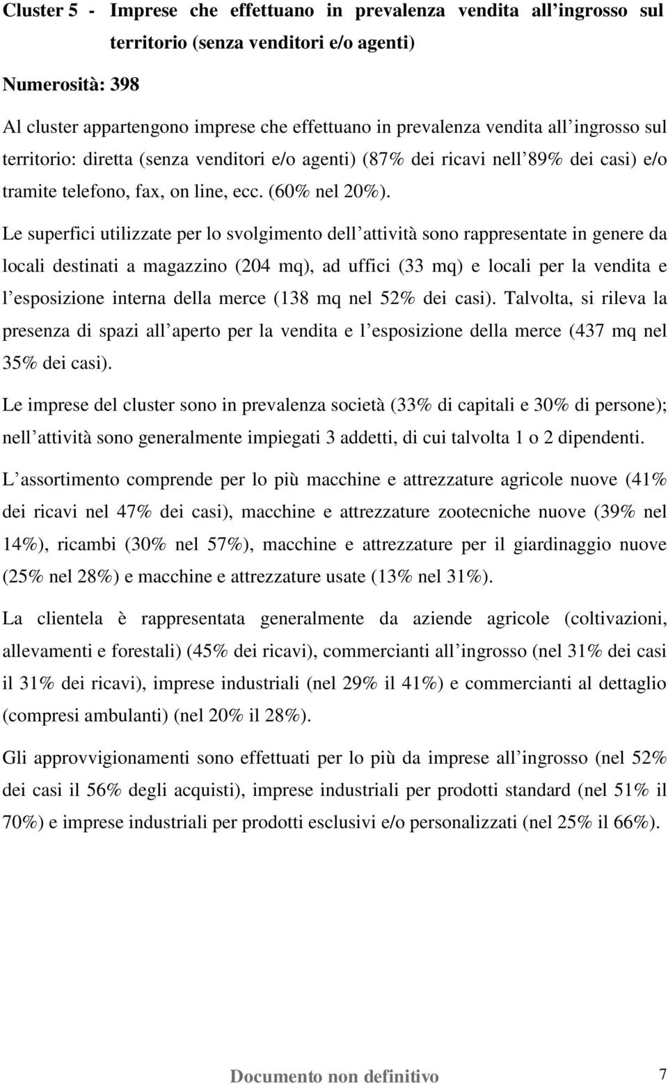 locali destinati a magazzino (204 mq), ad uffici (33 mq) e locali per la vendita e l esposizione interna della merce (138 mq nel 52% dei casi).