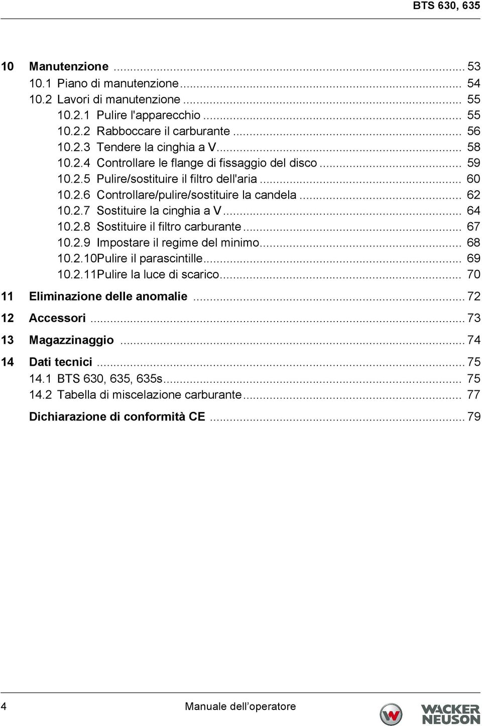 .. 64 10.2.8 Sostituire il filtro carburante... 67 10.2.9 Impostare il regime del minimo... 68 10.2.10Pulire il parascintille... 69 10.2.11Pulire la luce di scarico... 70 11 Eliminazione delle anomalie.