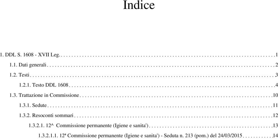 1.3.1. Sedute 11 1.3.2. Resoconti sommari 12 1.3.2.1. 12^ Commissione permanente (Igiene e sanita') 13 1.