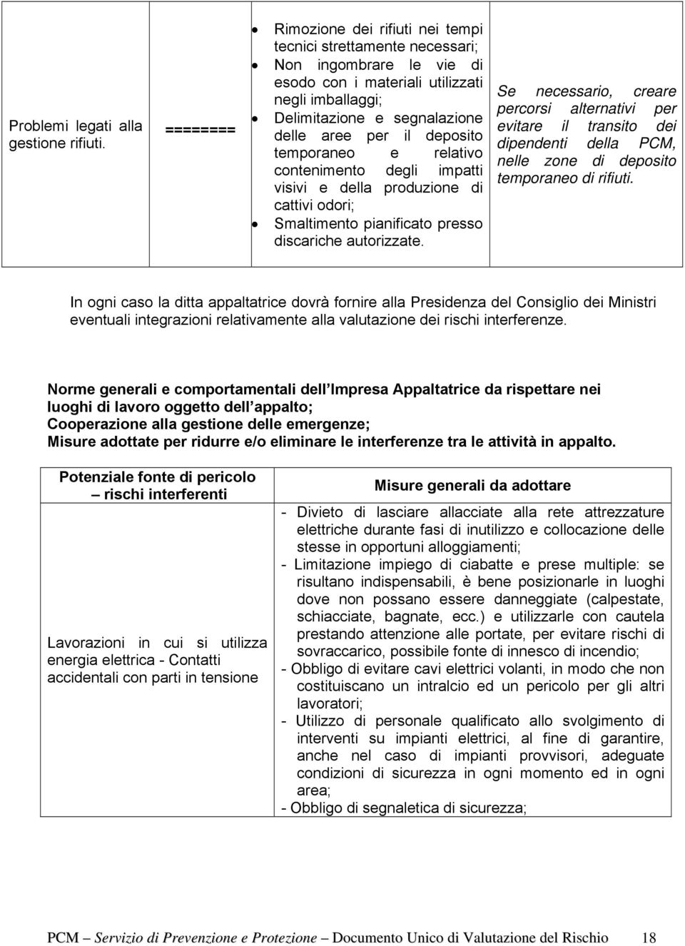 deposito temporaneo e relativo contenimento degli impatti visivi e della produzione di cattivi odori; Smaltimento pianificato presso discariche autorizzate.