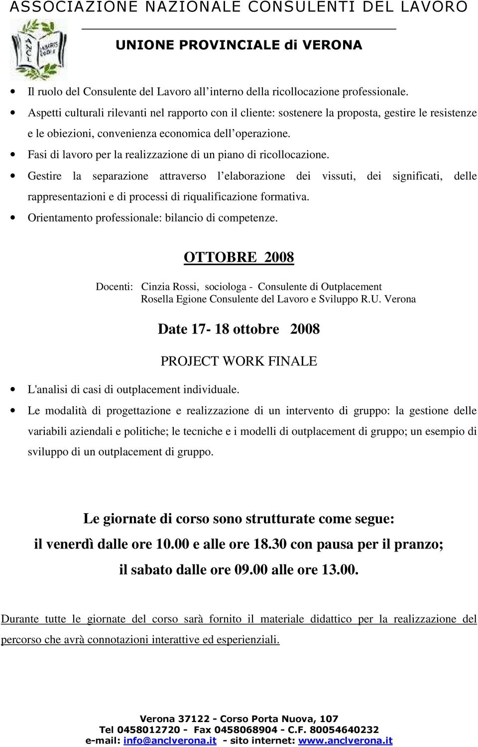 Fasi di lavoro per la realizzazione di un piano di ricollocazione.