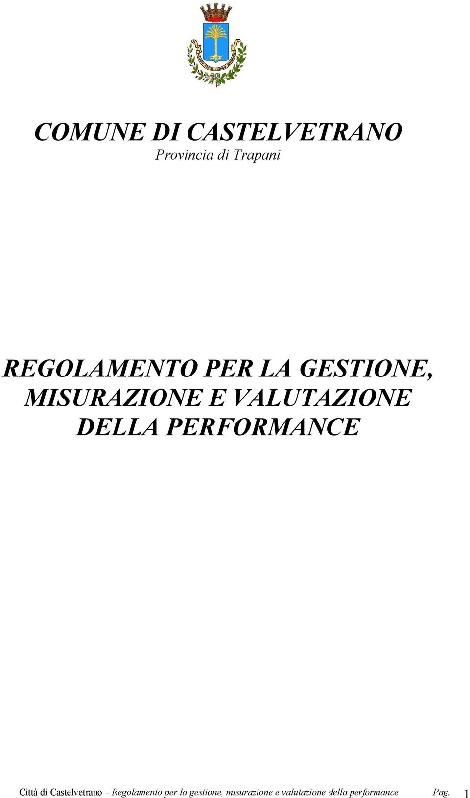 DELLA PERFORMANCE Città di Castelvetrano Regolamento