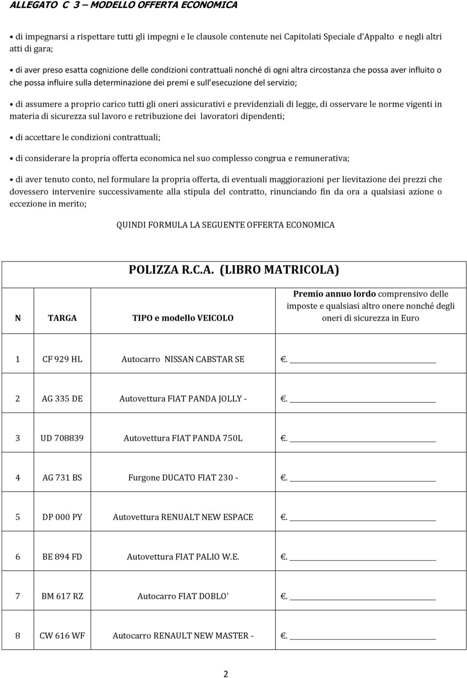 previdenziali di legge, di osservare le norme vigenti in materia di sicurezza sul lavoro e retribuzione dei lavoratori dipendenti; di accettare le condizioni contrattuali; di considerare la propria