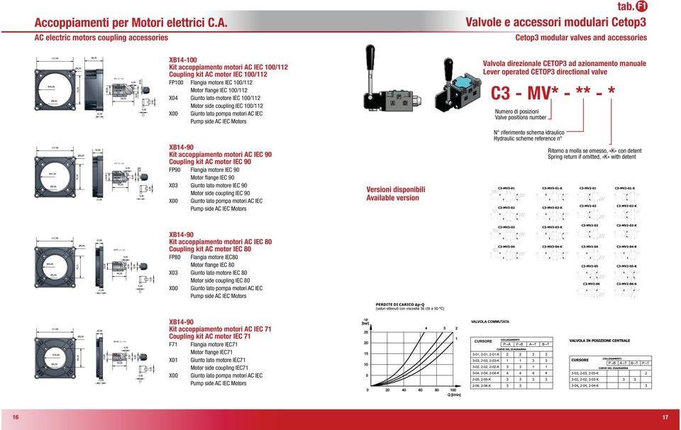 flange IEC 100/112 X04 Giunto lato motore IEC 100/112 X00 Motor side coupling IEC 100/112 Giunto lato pompa motori AC IEC Pump side AC IEC Motors XB14-90 Kit accoppiamento motori AC IEC 90 Coupling