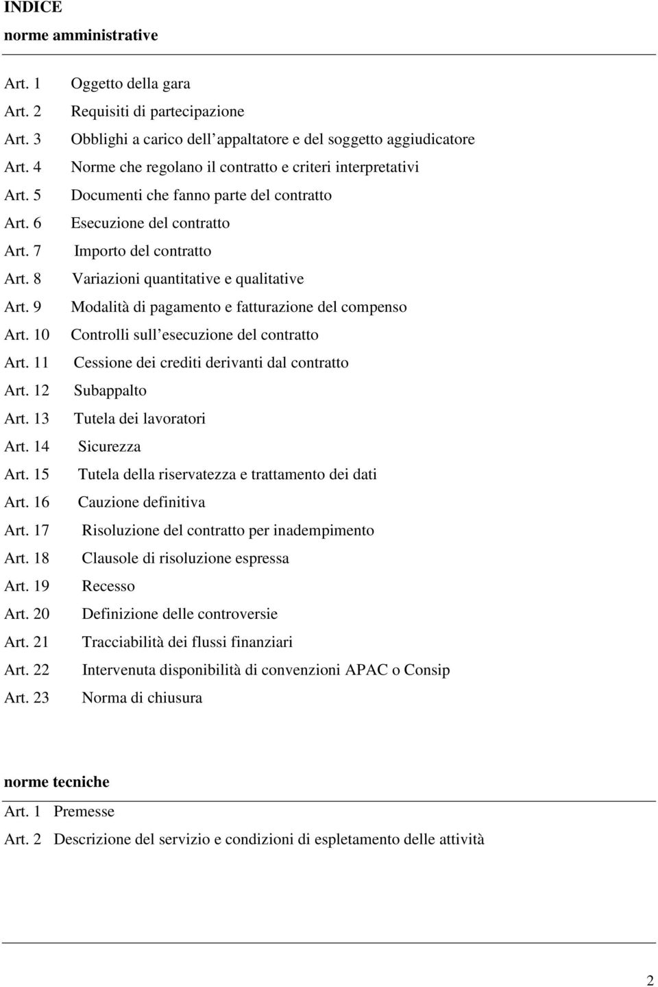 del contratto Esecuzione del contratto Importo del contratto Variazioni quantitative e qualitative Modalità di pagamento e fatturazione del compenso Controlli sull esecuzione del contratto Cessione