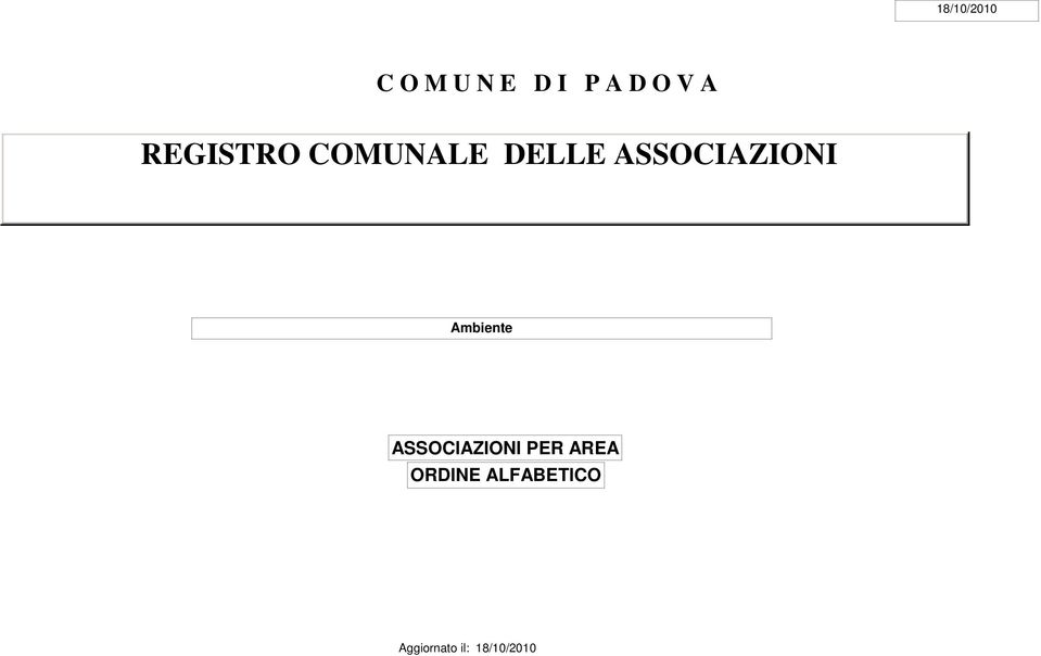 ASSOCIAZIONI Ambiente ASSOCIAZIONI