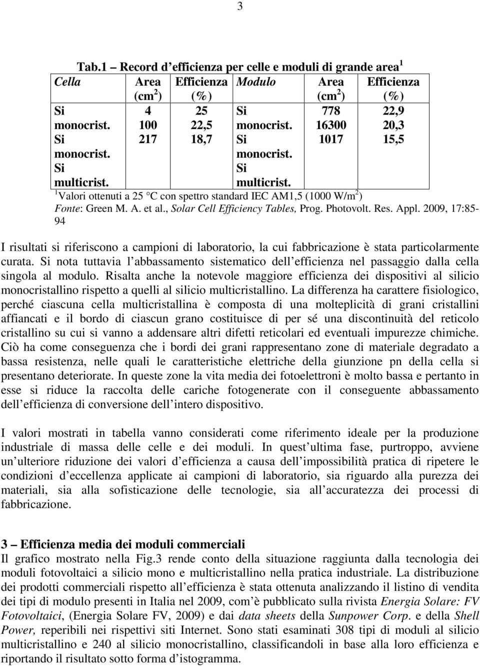 2009, 17:85-94 I risultati si riferiscono a campioni di laboratorio, la cui fabbricazione è stata particolarmente curata.