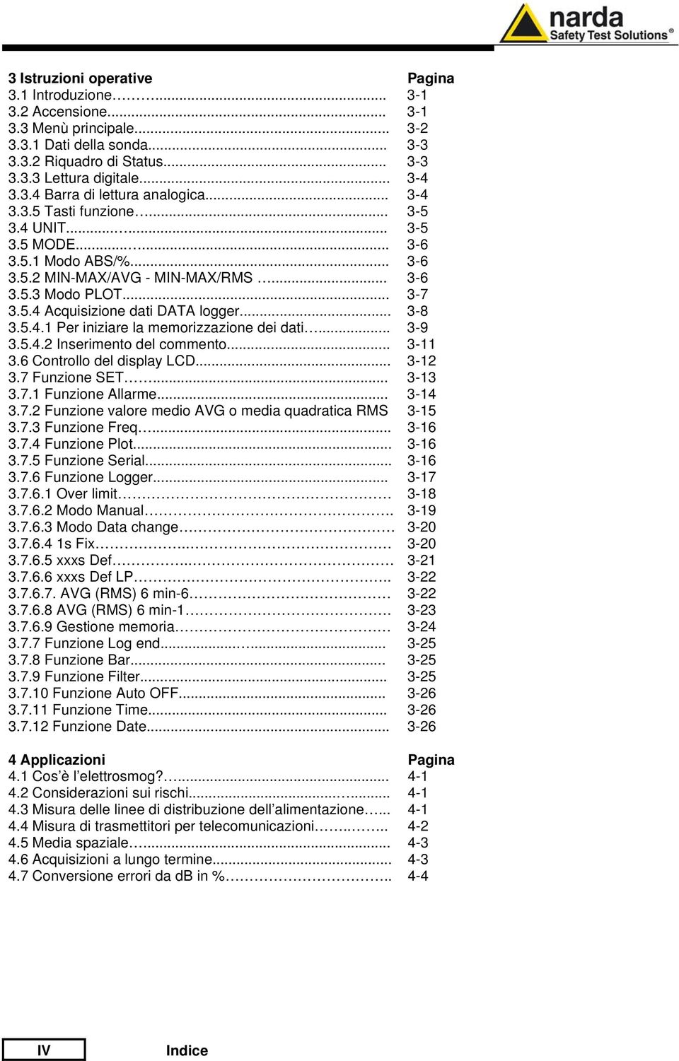 .. 3-8 3.5.4.1 Per iniziare la memorizzazione dei dati... 3-9 3.5.4.2 Inserimento del commento... 3-11 3.6 Controllo del display LCD... 3-12 3.7 Funzione SET... 3-13 3.7.1 Funzione Allarme... 3-14 3.