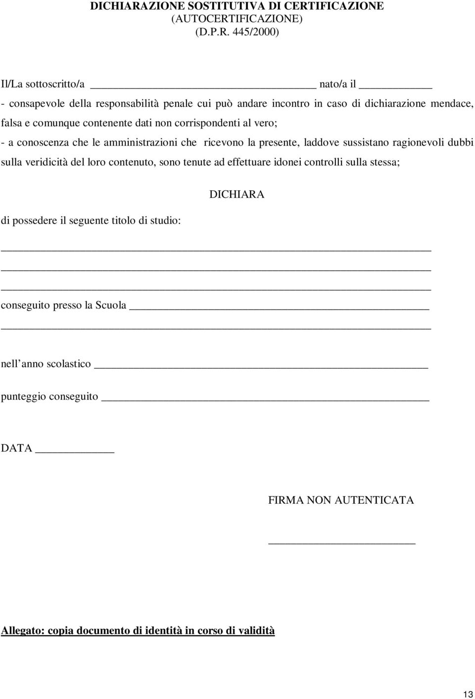 IFICAZIONE (AUTOCERT