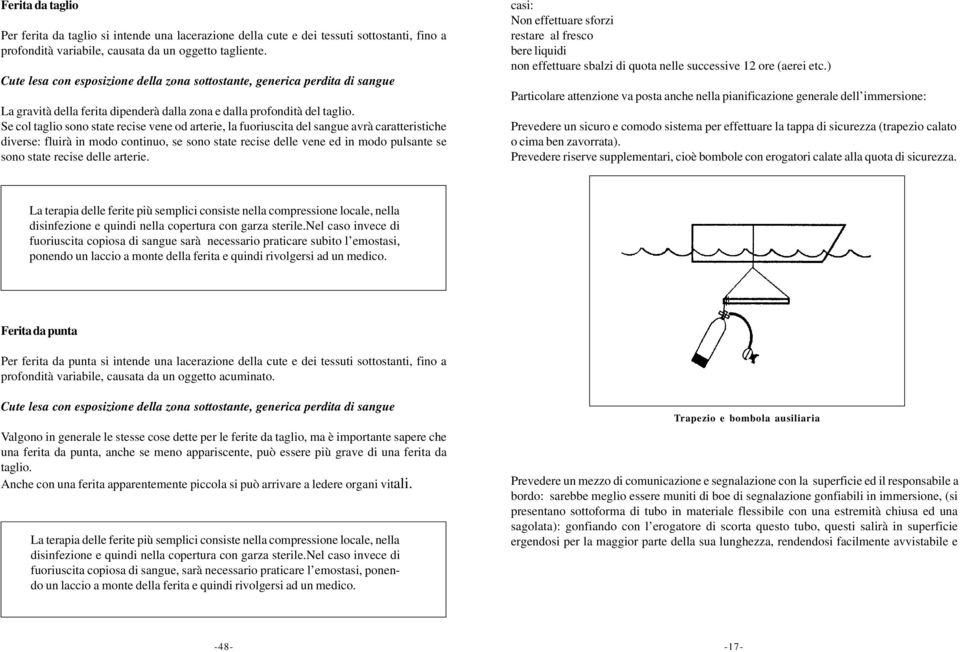 Se col taglio sono state recise vene od arterie, la fuoriuscita del sangue avrà caratteristiche diverse: fluirà in modo continuo, se sono state recise delle vene ed in modo pulsante se sono state