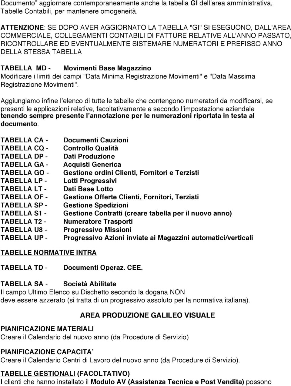 NUMERATORI E PREFISSO ANNO DELLA STESSA TABELLA TABELLA MD - Movimenti Base Magazzino Modificare i limiti dei campi "Data Minima Registrazione Movimenti" e "Data Massima Registrazione Movimenti".