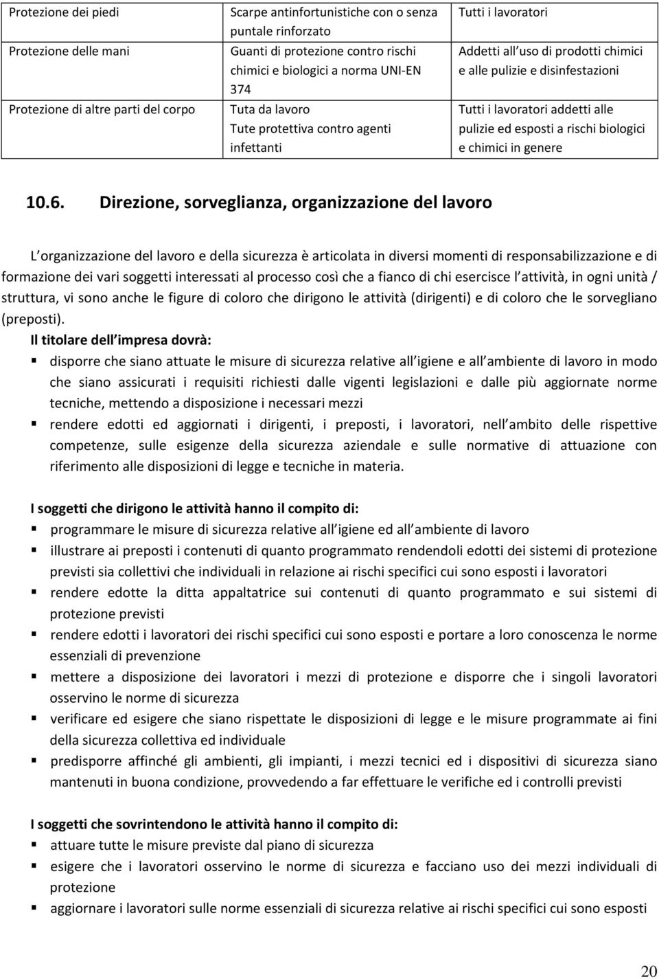 esposti a rischi biologici e chimici in genere 10.6.