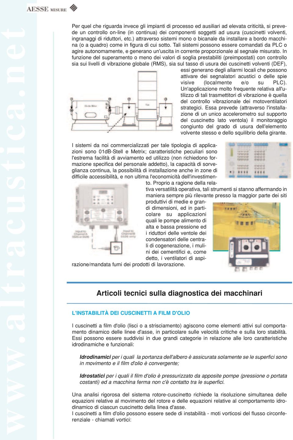 ingranaggi di riduttori, etc.) attraverso sistemi mono o bicanale da installare a bordo macchina (o a quadro) come in figura di cui sotto.