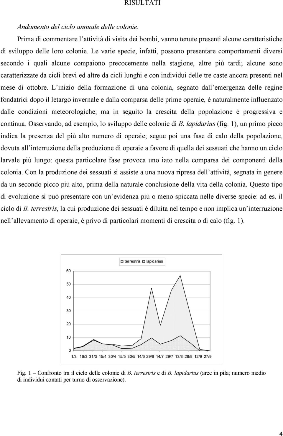 cicli lunghi e con individui delle tre caste ancora presenti nel mese di ottobre.