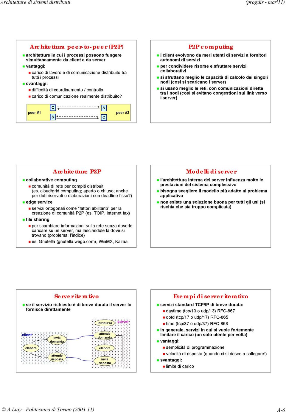 P2P computing i evolvono da meri utenti di servizi a fornitori autonomi di servizi per condividere risorse e sfruttare servizi collaborativi si sfruttano meglio le capacità di calcolo dei singoli