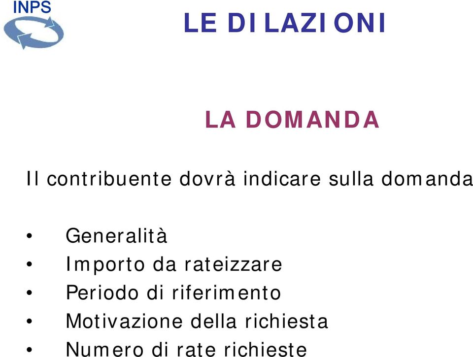 Importo da rateizzare Periodo di riferimento