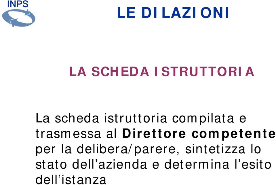 competente per la delibera/parere, sintetizza