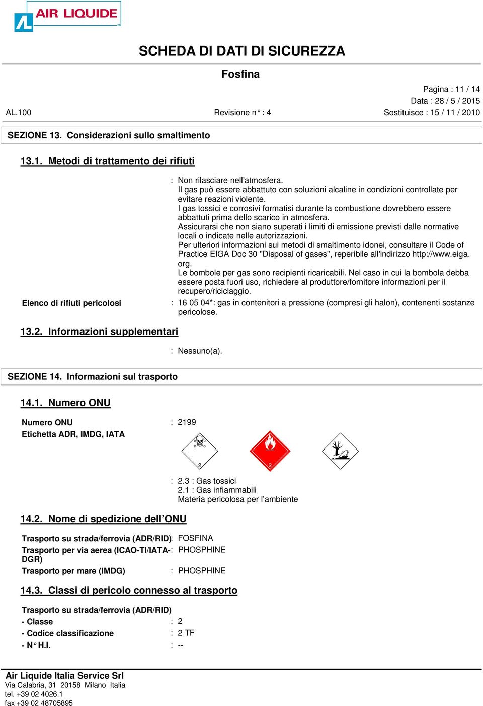 I gas tossici e corrosivi formatisi durante la combustione dovrebbero essere abbattuti prima dello scarico in atmosfera.