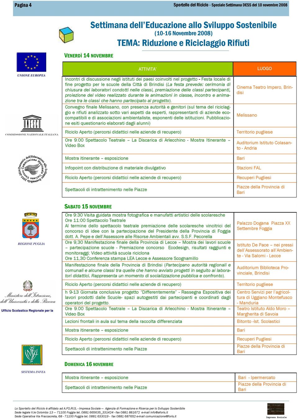 realizzato durante le animazioni in classe, incontro e animazione tra le classi che hanno partecipato al progetto).